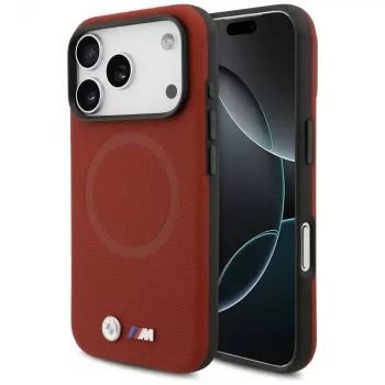 BMW M Series Metal Logo MagSafe Back Cover for Apple iPhone 17 Pro, Red
