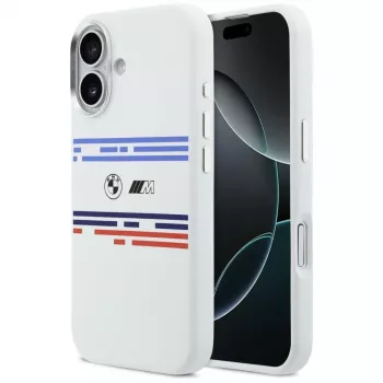 BMW M Silicon Horizontal Line MagSafe Case for Apple iPhone 17, White