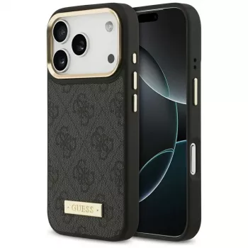 Guess 4G Logo Plate MagSafe Case for Apple iPhone 15 Pro, Black