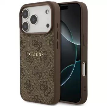 Guess 4G Ring Classic Logo MagSafe Back Cover for Apple iPhone 17 Pro, Brown