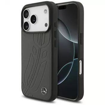 Mercedes Leather Case Large Laurel Leaf MagSafe for iPhone 17 Pro Anthracite