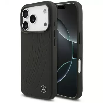 Mercedes Leather Case Large Laurel Leaves MagSafe for iPhone 17 Pro Black