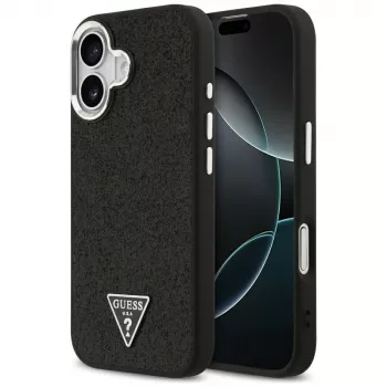 Guess Glitter Triangle Logo MagSafe Case for iPhone 17 Black