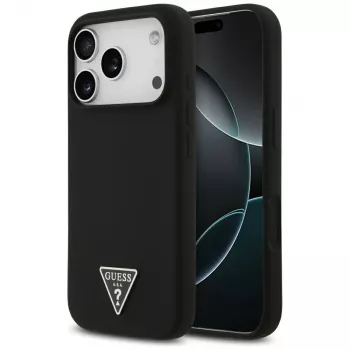 Guess Silicone Triangle Logo MagSafe Case for iPhone 17 Pro, Black