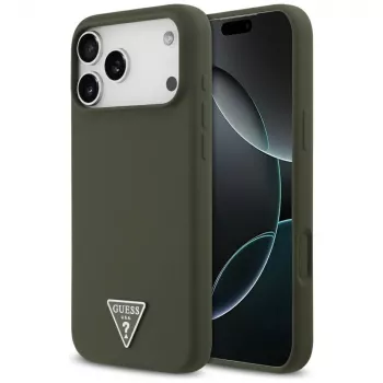 Guess Silicone Triangle Logo MagSafe Case for iPhone 17 Pro Max (Khaki)