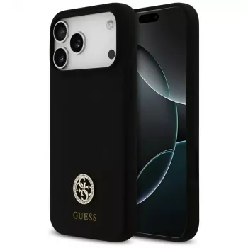 Guess Silicone Logo Strass 4G MagSafe Case for iPhone 17 Pro Max Black