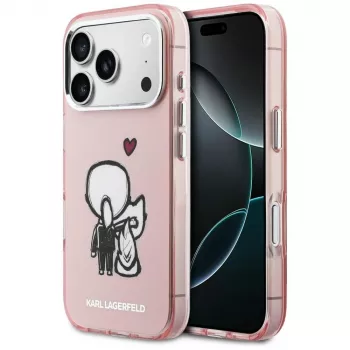 KARL LAGERFELD Karl & Choupette Back MagSafe Case for iPhone 17 Pro, Pink