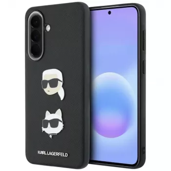 KARL LAGERFELD Protective Case for Samsung Galaxy A57 5G, Black, with Karl & Choupette Heads, Pins & Logo