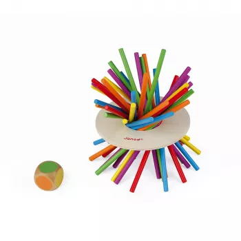 Janod Crazy Sticks Balancing Game – Wooden Skill Game for 1–4 Players, Multicoloured