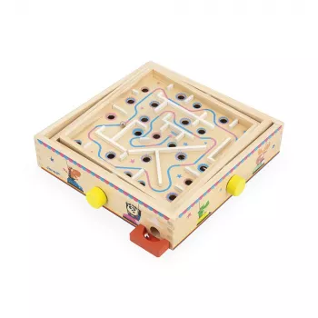 Janod Applepop Ball Maze Game – Wooden Labyrinth with Magnetic Pen for Children from 5