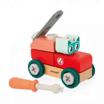 Janod Bricolo Cat Assembly Toy Car - 17 Pieces, FSC Wood, from 2 Years