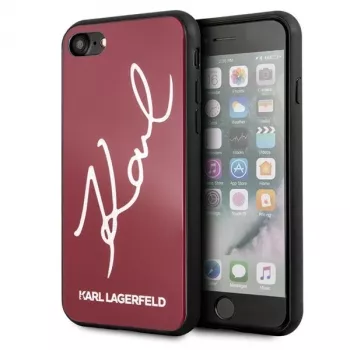 Karl Lagerfeld KLHCI8DLKSRE Signature Glitter Hard Case for iPhone 7/8/SE 2020/SE 2022, Red