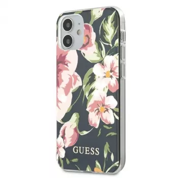 Guess Flower Collection Back Cover for Apple iPhone 12 Mini - Navy