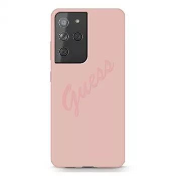 Guess GUHCS21LLSVSPI Script Vintage Hard Case for Samsung Galaxy S21 Ultra (SM-G998) - Pink