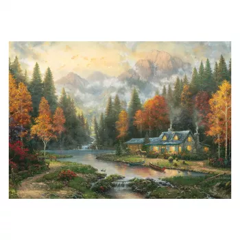 Schmidt Thomas Kinkade Studios Autumn Evening at the Lake 1000 Piece Puzzle