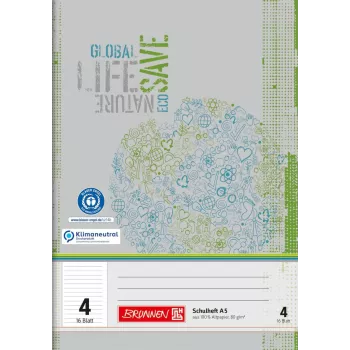 BRUNNEN Recycling School Exercise Book Ruling 4 Lined Without Margin