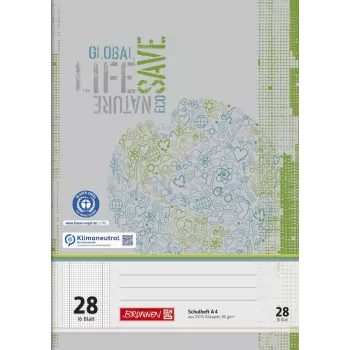 BRUNNEN recycled exercise book A4 Lineatur 28 squared, 16 sheets