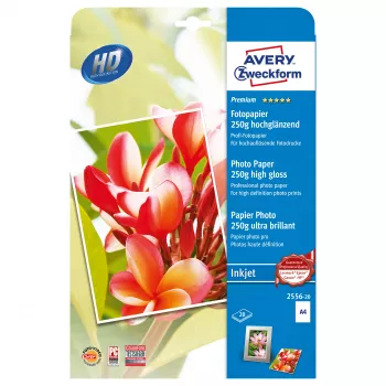 Avery Zweckform 2556-20 Premium Glossy Photo Paper, Glossy, A4, 250 g/m², 20 Sheets