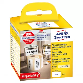 Avery Zweckform Labels on Roll - Permanent Adhesive - White - 57 x 32 mm - 400 Labels (1 Roll of 400)