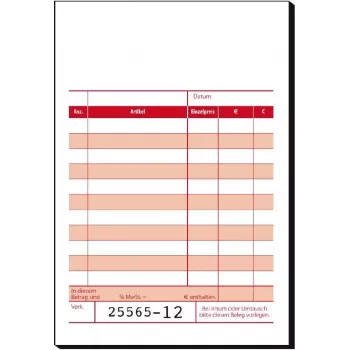 SIGEL KC621 Form Book Cash Pad with Addition Sheet, 10 x 16.5 cm, 2 x 50 Pages, Consecutively Numbered