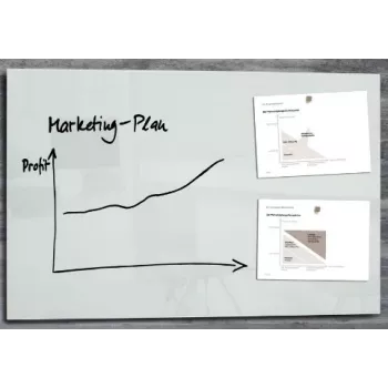 SIGEL GL141 Artverum Glass Magnetic Board 1000 x 650 mm, Super White, Frameless, incl. 2 Magnets