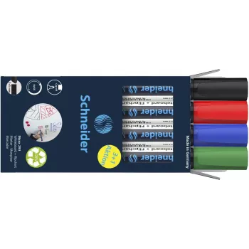 Schneider Maxx 293 Whiteboard and Flipchart Marker, Mixed Colours 2.0 - 5.0 mm, Pack of 4
