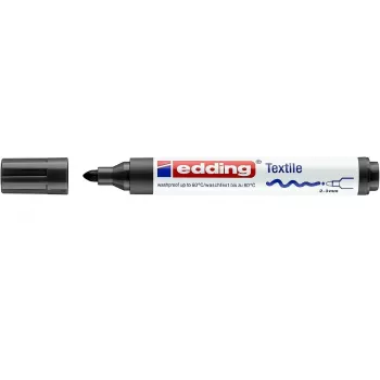 EDDING 4500 Textile Marker Black Round Tip 2-3 mm Permanent Opaque Water-Based Pigment Ink 1 Piece