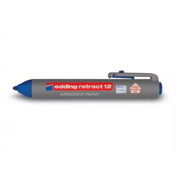 EDDING Retract 12 Permanent Marker, Chisel Tip, 1.5-3 mm Line Width, Blue Ink, Pack of 10