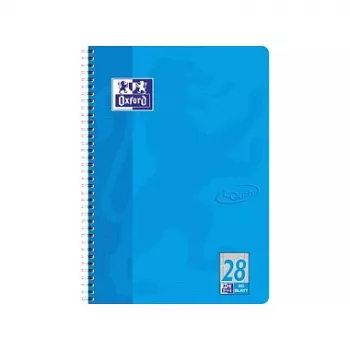 Oxford College Block Touch A4+ Squared Sea Blue 80 Sheets 160 Pages Spiral-Bound Micro-Perforated 4-hole Punched 90gsm Optik Paper FSC-Certified