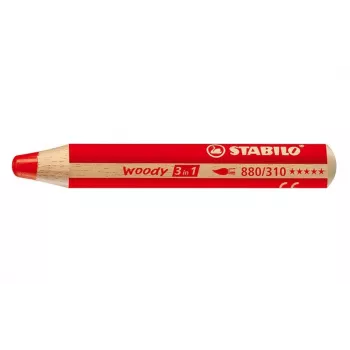 STABILO Woody 3 in 1 Multi-Purpose Pencil - Red - PEFC Certified - 10 mm Lead - Single Piece