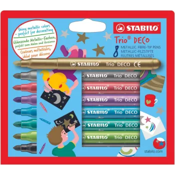 STABILO Trio DECO Felt Pens, Assorted Colours (8-Pack)