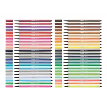 STABILO Pen 68 Felt Pen Set, 20 Colours Assorted, Plastic Box, Zebrui Turquoise, 1 mm Line Width