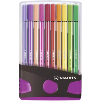 STABILO Pen 68 Fibre-Tip Pens - Assorted Colours - Pack of 20