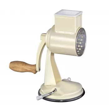 Zassenhaus Drum Grater Classic Cream – 3-Drum Rotary Grater with Stainless Steel Drums, Suction Foot, Ergonomic Crank