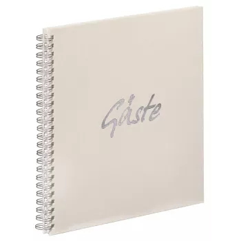 PAGNA Guest Book with Spiral Binding, Square, Blank, Cream, Hardcover, 40 Pages