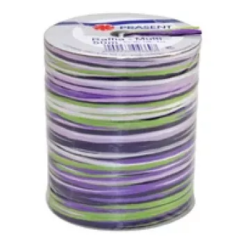 C.E. PATTBERG Raffia Gift Ribbon Matte Purple/Green/White 3.0 mm x 50.0 m
