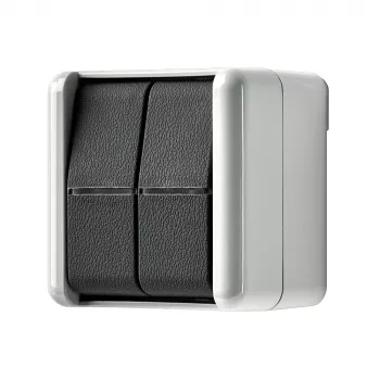 JUNG 835 W double push-button, 2 normally open contacts, 10 A 250 V, IP44, WG 800