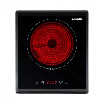 Steba HK 25 Ceramic Glass Hob 2000W 1 Cooking Zone Black/Silver
