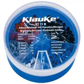 KLAUKE ST 11 B Insulated Ferrule Assortment - 625 Pieces, 0.5-10 mm², Grey/Black Box