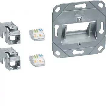 Hager GMKSRJ45C6A2 Connection Module 2x RJ45 Cat.6a for UAE Central Plate 2-Gang Halogen-Free