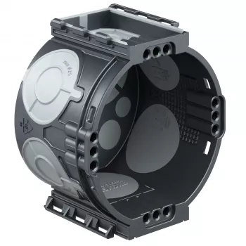 Kaiser Elektro ECON® UP1 Flush-Mounted Device Box, Airtight, 4x3 Screw Domes, 60mm Diameter, 46mm Depth, Halogen-Free Plastic, IP20