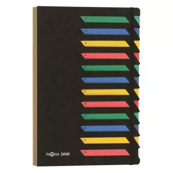Pagna 24141-04 File Folder 12 Compartments, A4, Black