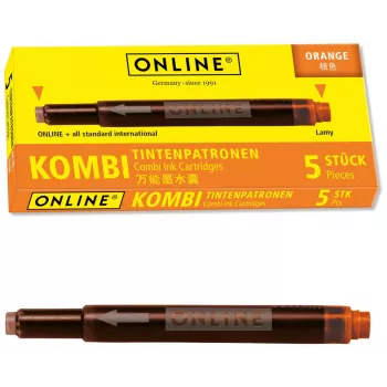 ONLINE 17174/12 Fountain Pen Ink Cartridges Orange 5-Pack