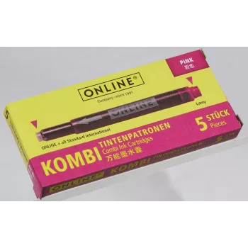 ONLINE 17175/12 Fountain Pen Ink Cartridges Pink 5-Pack