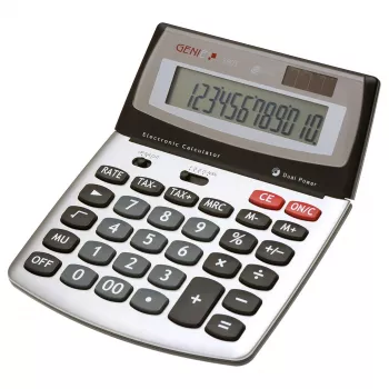 Genie 560 T Desktop Calculator - 12-Digit - Tiltable Display - Dual Power (Solar & Battery) - Black/Silver
