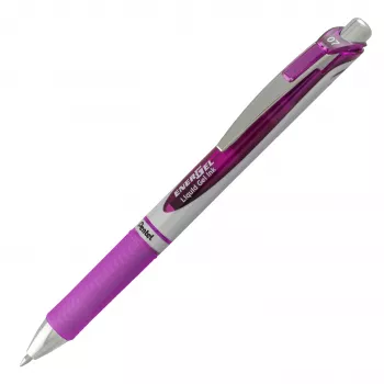 Pentel EnerGel BL77-4COL Liquid Gel Rollerball Pen Set - 4 Pens (Orange, Pink, Light Blue, Violet) 0.7mm