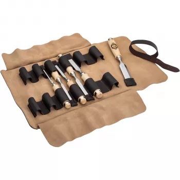 KIRSCHEN Bevel Edge Chisel Set in Leather Roll, 6-Piece