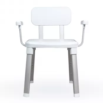 Weinberger Gratia Shower and Bath Chair with Back and Armrests - White/Silver