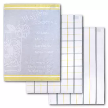 Dyckhoff Mojito Cocktail Checkered Tea Towel Set 3-Piece 50x70 cm