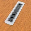 Kindermann CablePort Turn Desk-Mount Socket with 2 Schuko Sockets, 2 RJ45 CAT6, 2 HDMI, 1 USB-A 3.0, 360° Rotation, Silver/Black